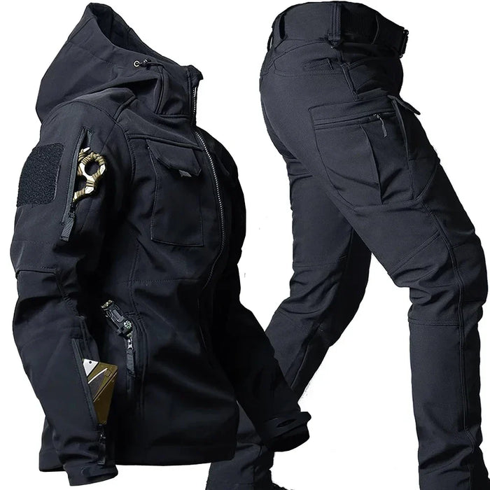 Men's Tactical Hoodie and Trousers Set with Multi Pockets