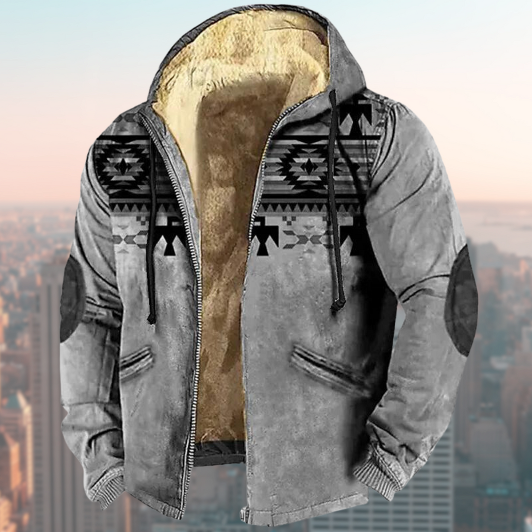 hooded jacket with Native print