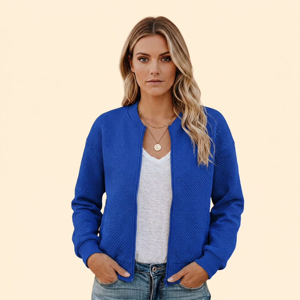 Women’s Textured Sherpa Zip-Up Bomber Jacket