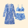 Women's Tie-Dye Bikini Set with Sheer Cover-Up