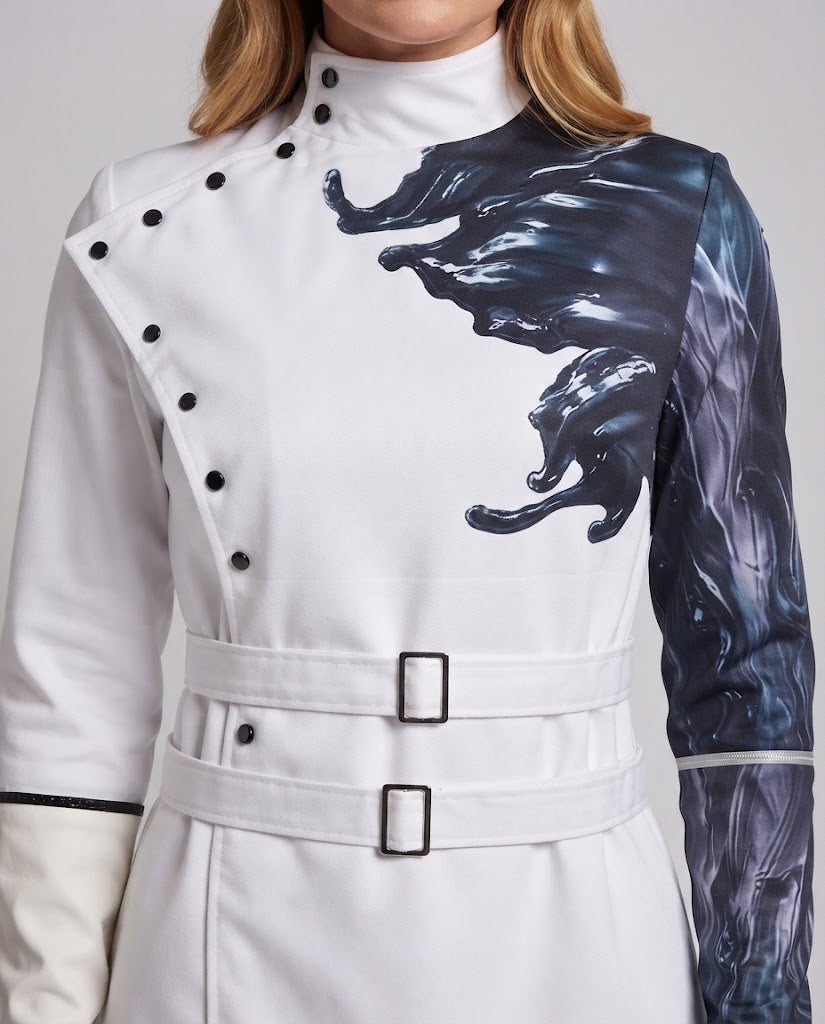 Women’s costume jacket with unique design and matching accessories