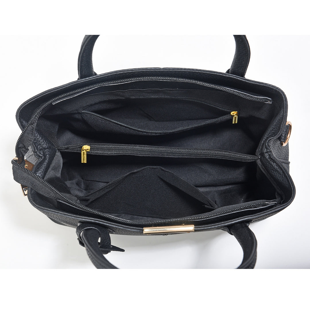 Structured faux leather tote handbag