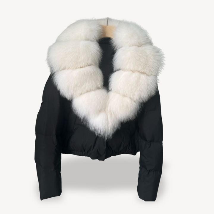 winter Puffer jacket with faux Fur collar for women