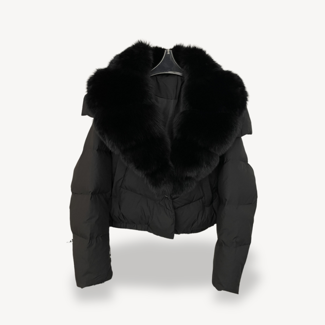 winter Puffer jacket with faux Fur collar for women