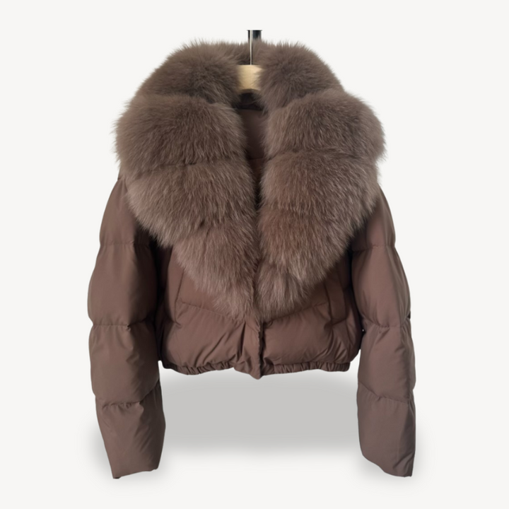 winter Puffer jacket with faux Fur collar for women