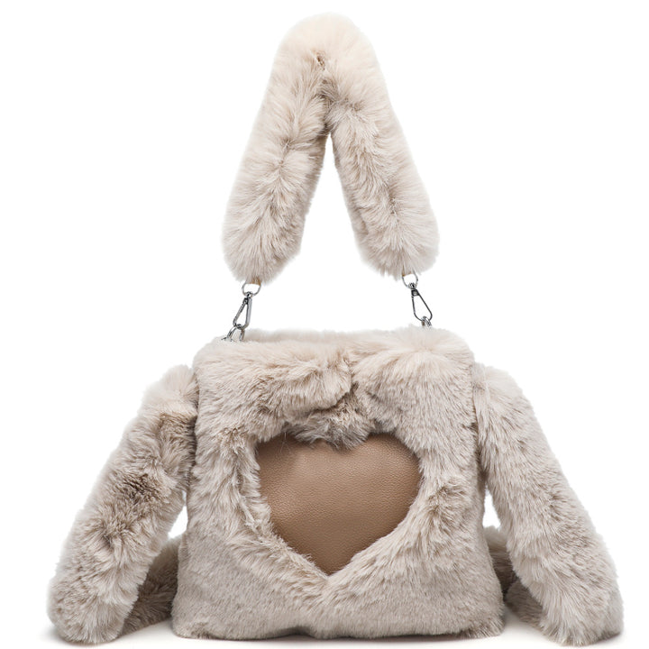 Fluffy heart shoulder bag