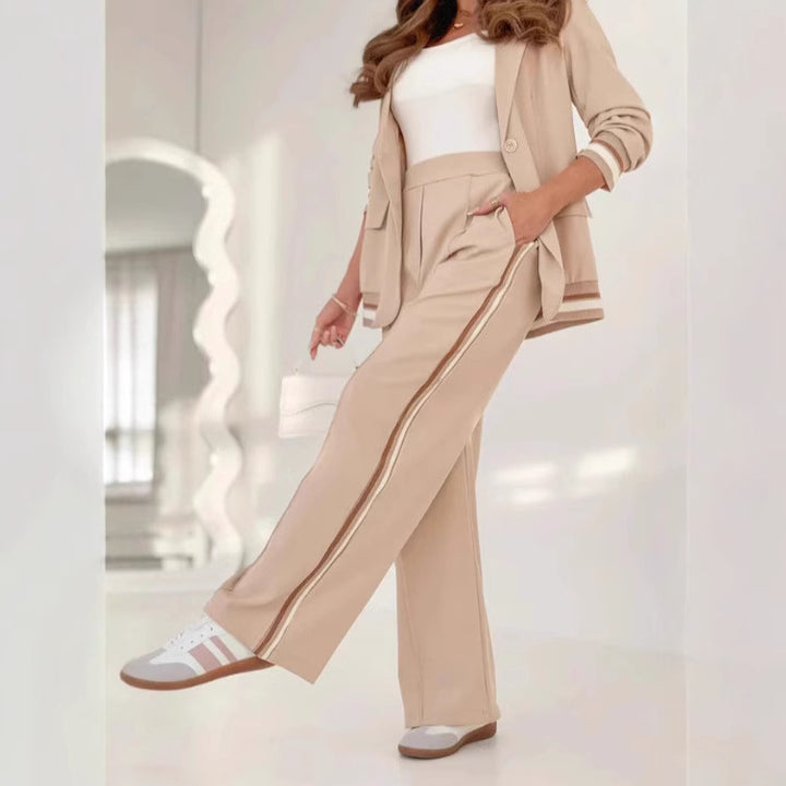 Woman in a two-piece trouser suit
