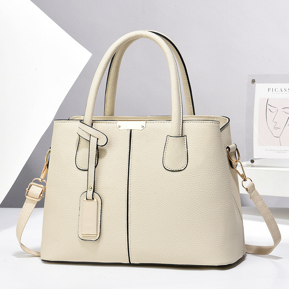 Structured faux leather tote handbag