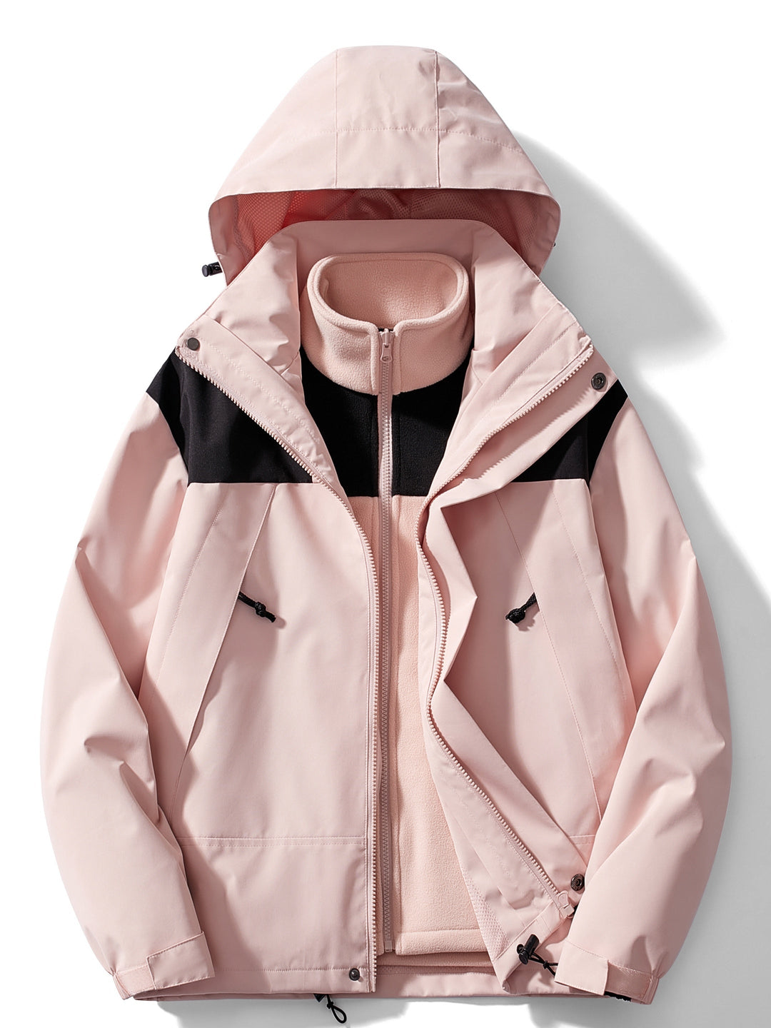 3-w-1 fleece jacket winter with hood for women