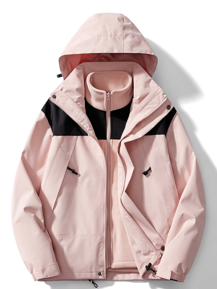 3-w-1 fleece jacket winter with hood for women