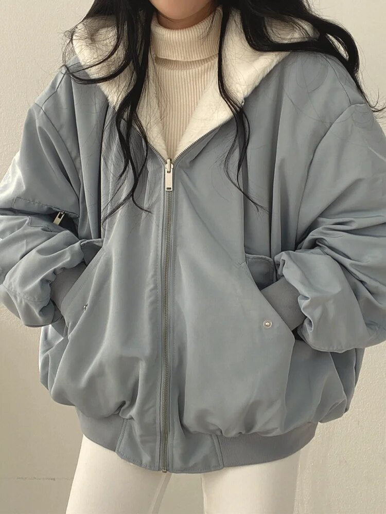 Stylish thick jacket with reversible function