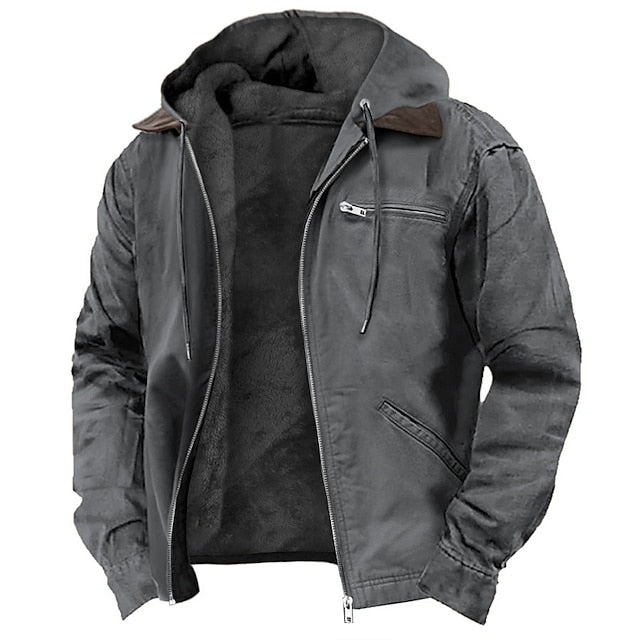 functional water-resistant outdoor winter parka jacket with hood polyester