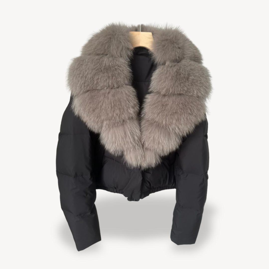 winter Puffer jacket with faux Fur collar for women