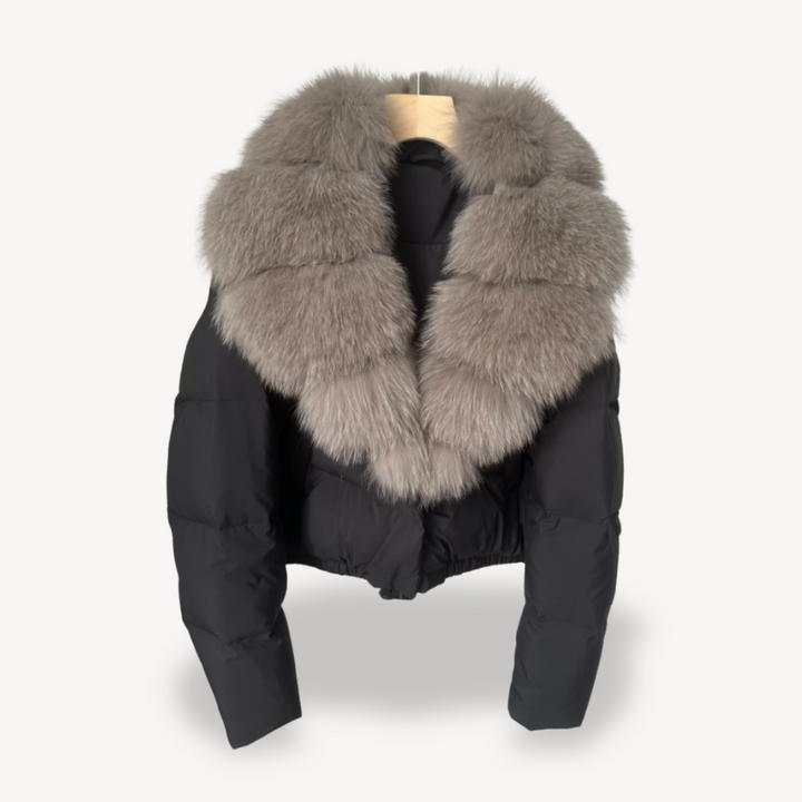 winter Puffer jacket with faux Fur collar for women