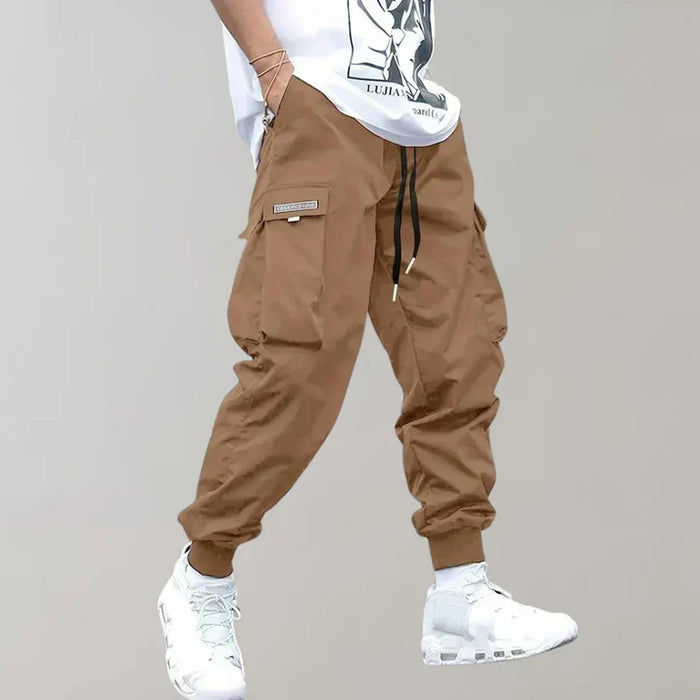 Men's Cargo Trousers Tapered Fit Drawstring Waist
