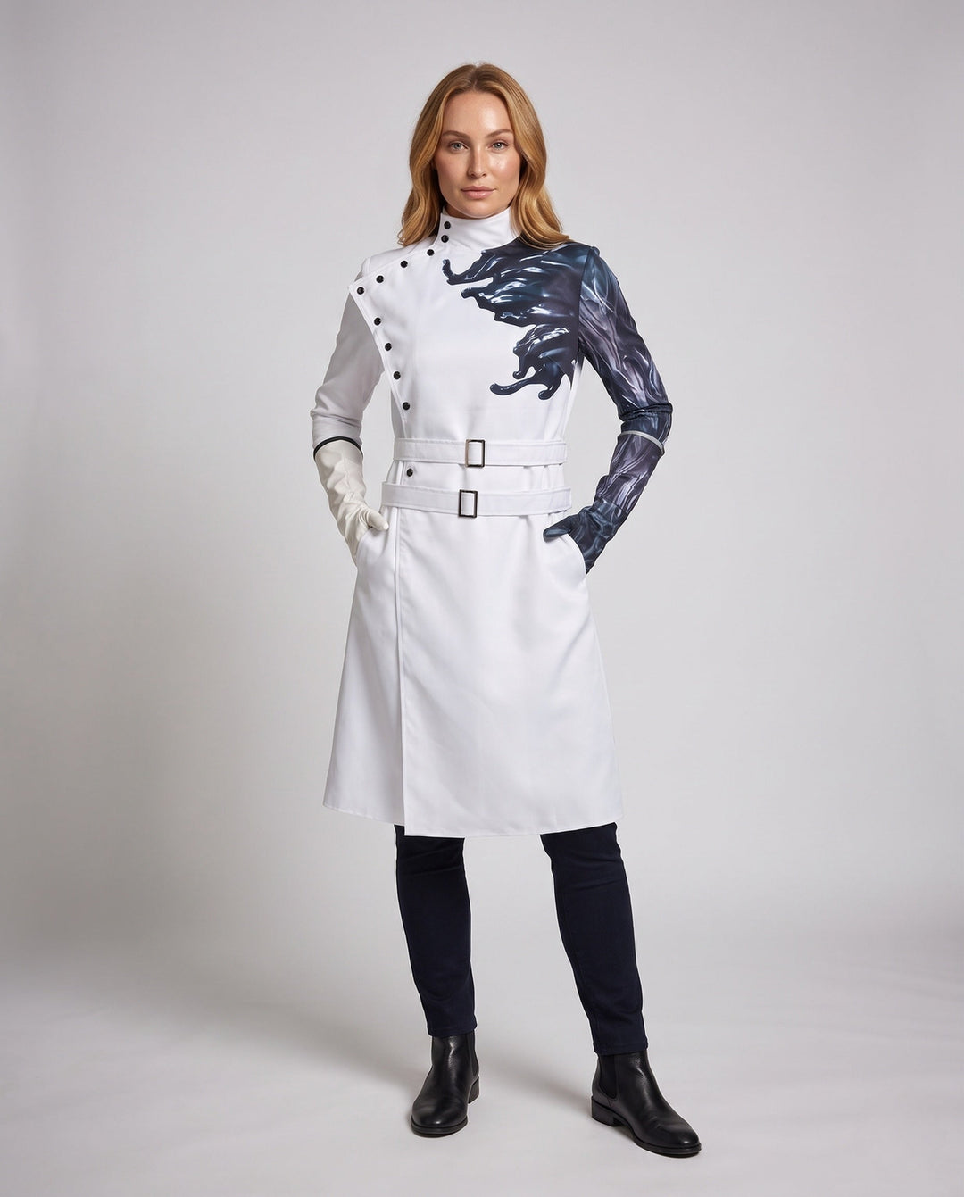 Women’s costume jacket with unique design and matching accessories