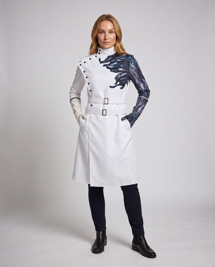 Women’s costume jacket with unique design and matching accessories
